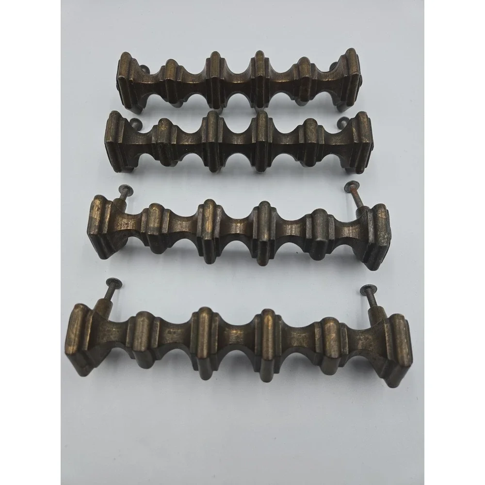 4 Stanley Buffet Door Pull Large Vintage Brass MCM 152mm Gothic Credenza